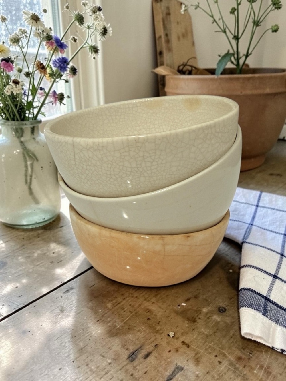 Antique Heavily Stained and Crazed Prep Bowls from England